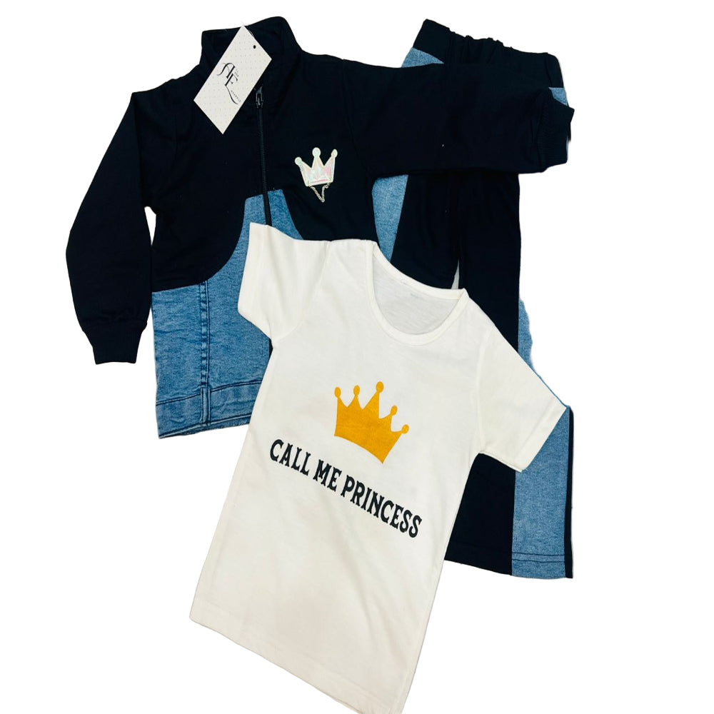 Denim Girls Winter Suit /warm winter fabric